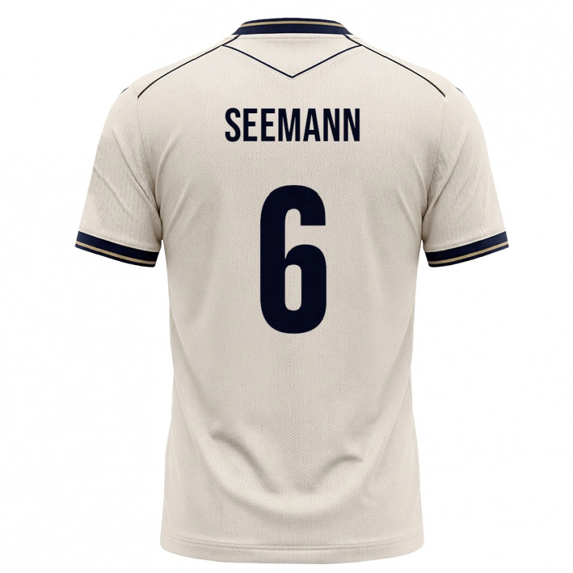 Danxen Mænd Elias Seemann #6 Off-White Blækblå Udebane Spillertrøjer 2026/27 Trøje T-Shirt