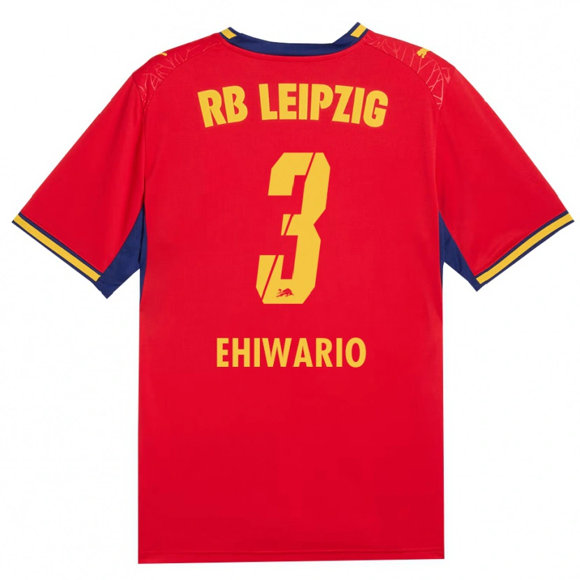 Danxen Mænd Nwabueze Ehiwario #3 Rød Gul Kongelig Blå Udebane Spillertrøjer 2026/27 Trøje T-Shirt