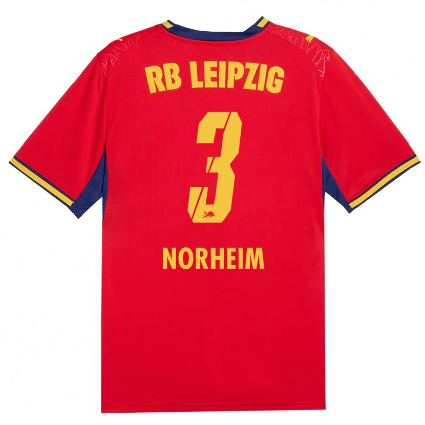 Danxen Mænd Andrea Norheim #3 Rød Gul Kongelig Blå Udebane Spillertrøjer 2026/27 Trøje T-Shirt