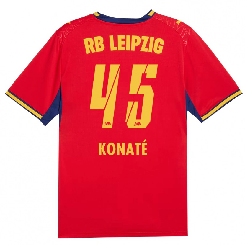 Danxen Mænd Samba Konaté #45 Rød Gul Kongelig Blå Udebane Spillertrøjer 2026/27 Trøje T-Shirt