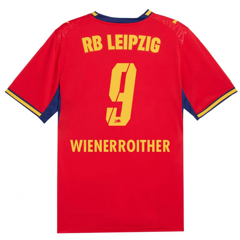 Danxen Mænd Katja Wienerroither #9 Rød Gul Kongelig Blå Udebane Spillertrøjer 2026/27 Trøje T-Shirt