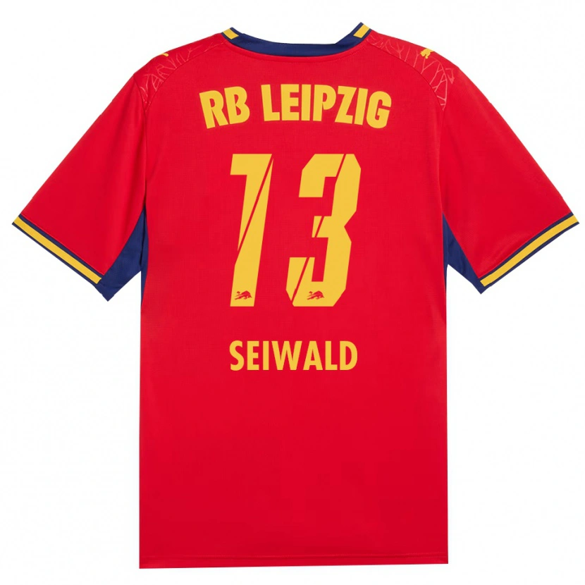 Danxen Mænd Nicolas Seiwald #13 Rød Gul Kongelig Blå Udebane Spillertrøjer 2026/27 Trøje T-Shirt
