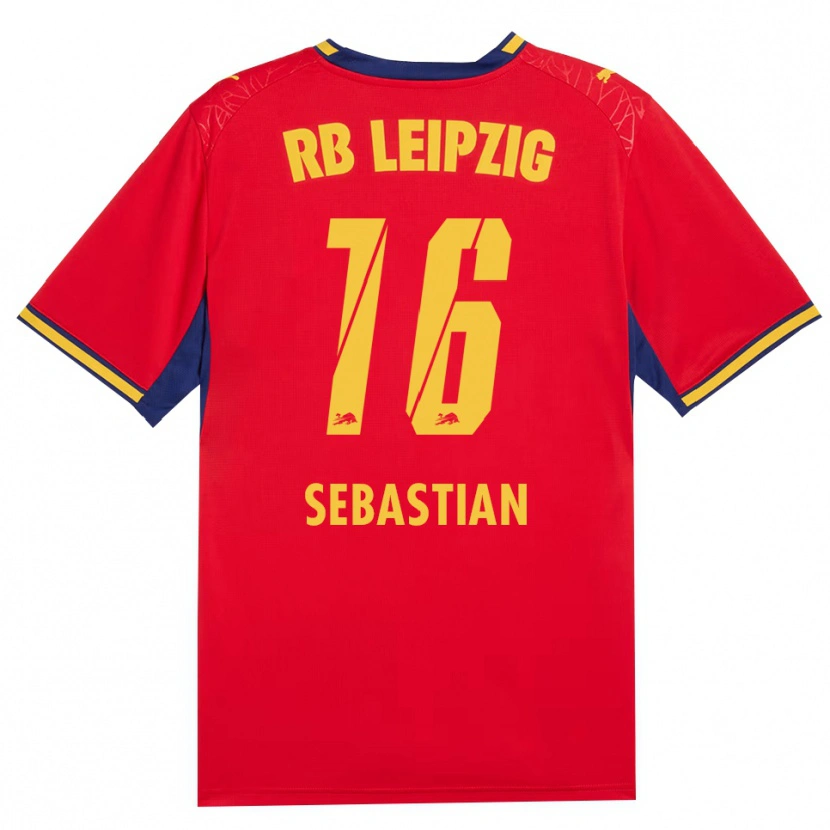 Danxen Mænd Jordy Sebastian #16 Rød Gul Kongelig Blå Udebane Spillertrøjer 2026/27 Trøje T-Shirt