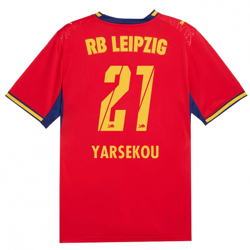 Danxen Mænd Dilane Yarsekou #21 Rød Gul Kongelig Blå Udebane Spillertrøjer 2026/27 Trøje T-Shirt