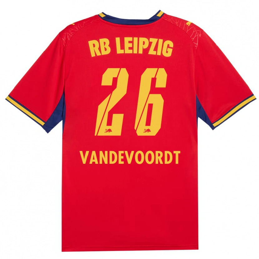 Danxen Mænd Maarten Vandevoordt #26 Rød Gul Kongelig Blå Udebane Spillertrøjer 2026/27 Trøje T-Shirt