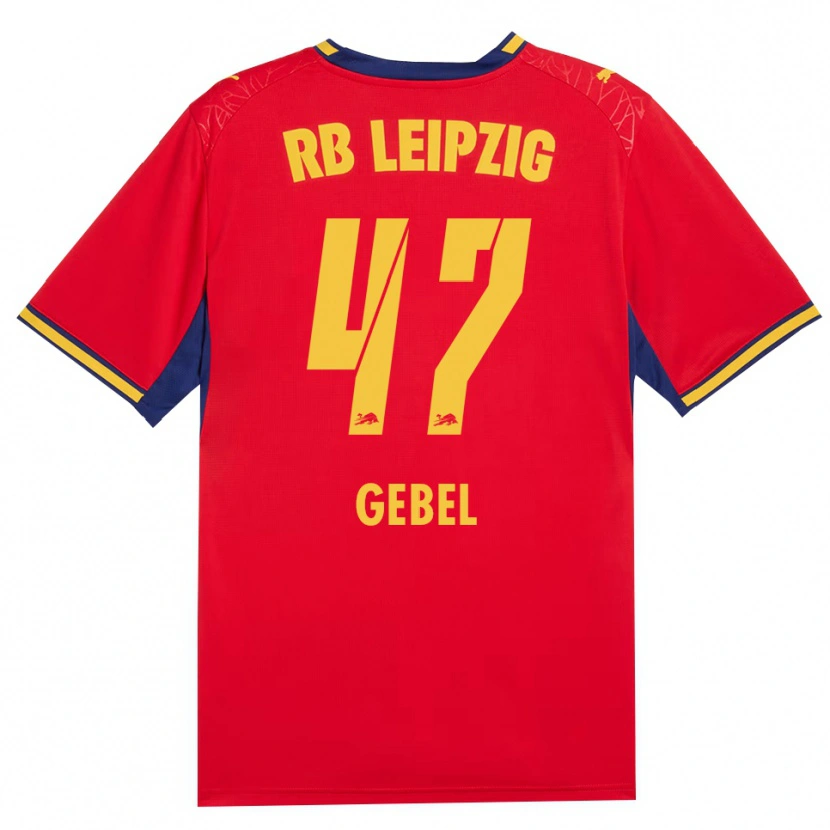 Danxen Mænd Viggo Gebel #47 Rød Gul Kongelig Blå Udebane Spillertrøjer 2026/27 Trøje T-Shirt