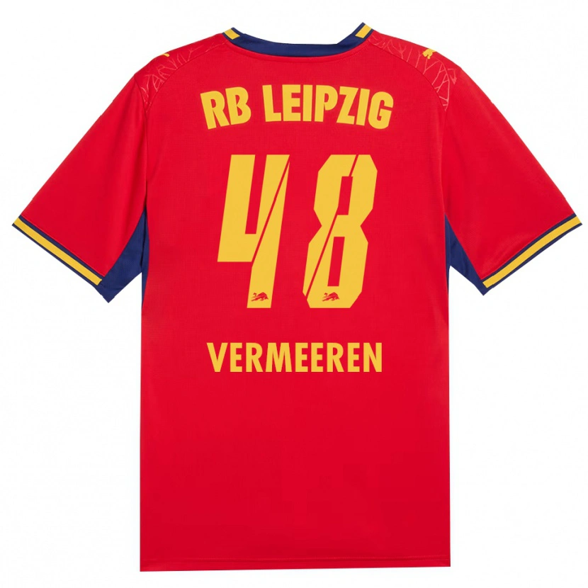 Danxen Mænd Arthur Vermeeren #48 Rød Gul Kongelig Blå Udebane Spillertrøjer 2026/27 Trøje T-Shirt