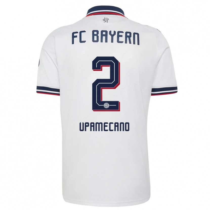Danxen Mænd Dayot Upamecano #2 Hvid Grå Rød Udebane Spillertrøjer 2026/27 Trøje T-Shirt
