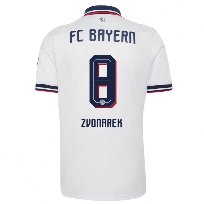 Danxen Mænd Lovro Zvonarek #8 Hvid Grå Rød Udebane Spillertrøjer 2026/27 Trøje T-Shirt