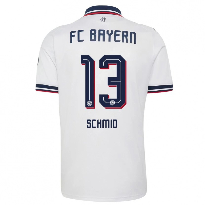 Danxen Mænd Leopold Schmid #13 Hvid Grå Rød Udebane Spillertrøjer 2026/27 Trøje T-Shirt