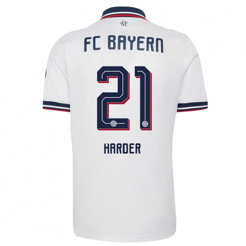 Danxen Mænd Pernille Harder #21 Hvid Grå Rød Udebane Spillertrøjer 2026/27 Trøje T-Shirt