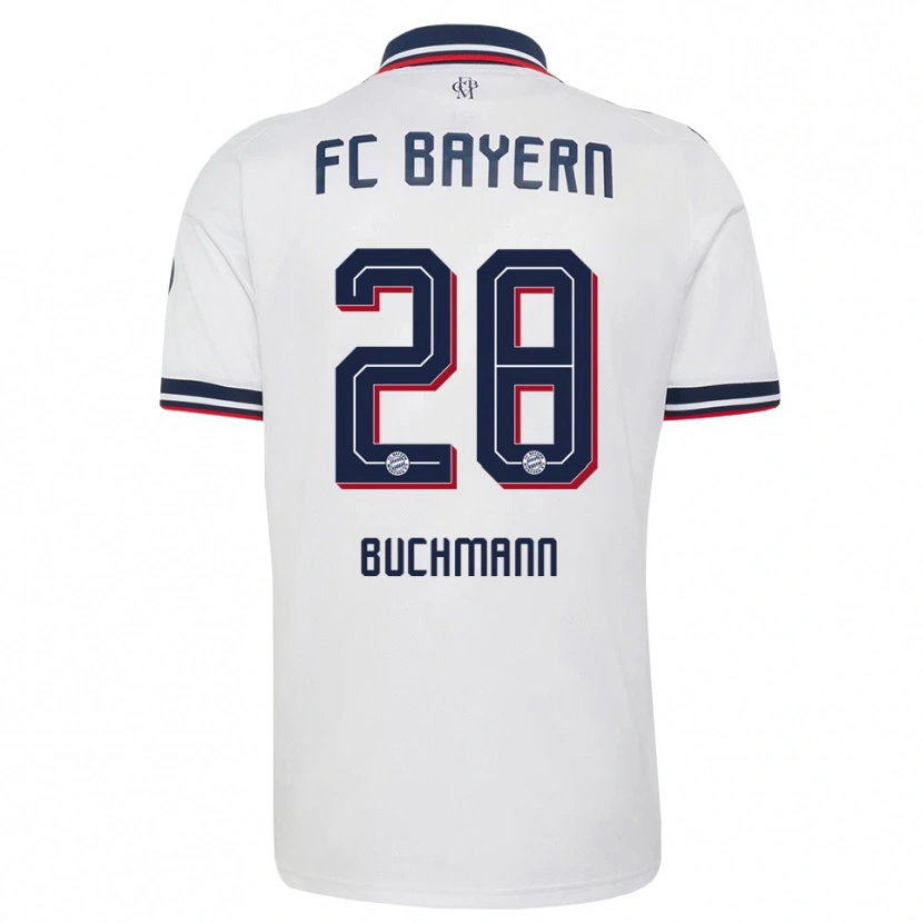 Danxen Mænd Tarek Buchmann #28 Hvid Grå Rød Udebane Spillertrøjer 2026/27 Trøje T-Shirt