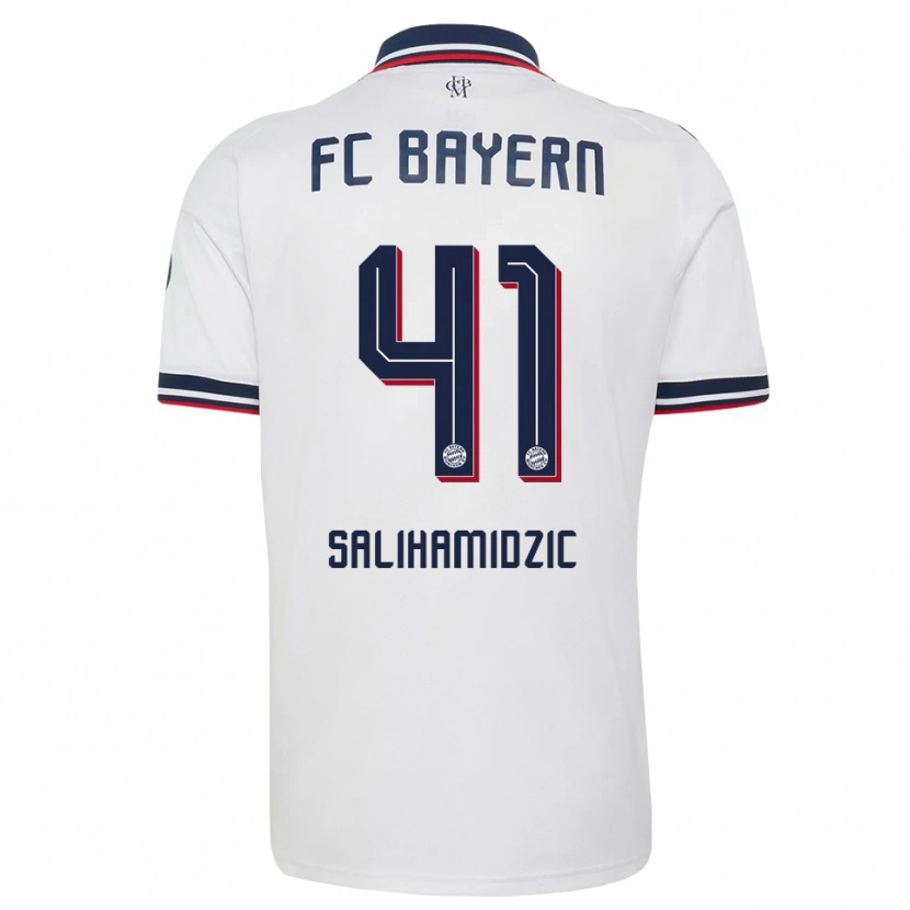 Danxen Mænd Nick Salihamidzic #41 Hvid Grå Rød Udebane Spillertrøjer 2026/27 Trøje T-Shirt
