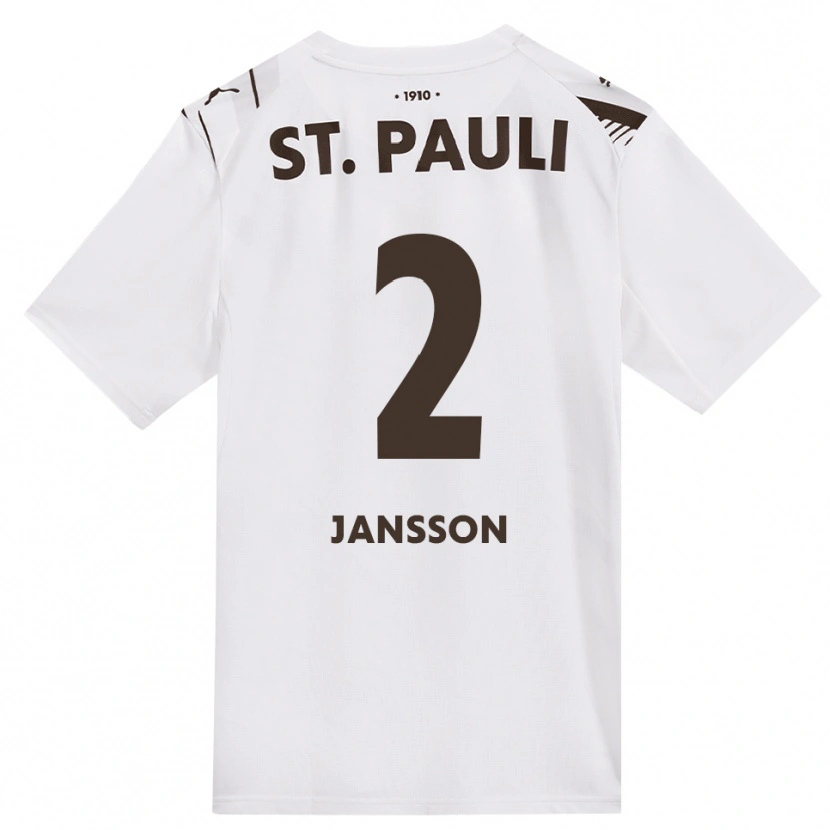 Danxen Mænd Rony Jansson #2 Cafe Hvid Rød Udebane Spillertrøjer 2026/27 Trøje T-Shirt