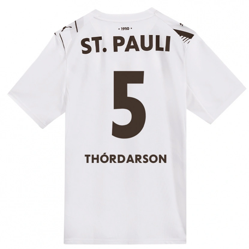 Danxen Mænd Gísli Thórdarson #5 Cafe Hvid Rød Udebane Spillertrøjer 2026/27 Trøje T-Shirt