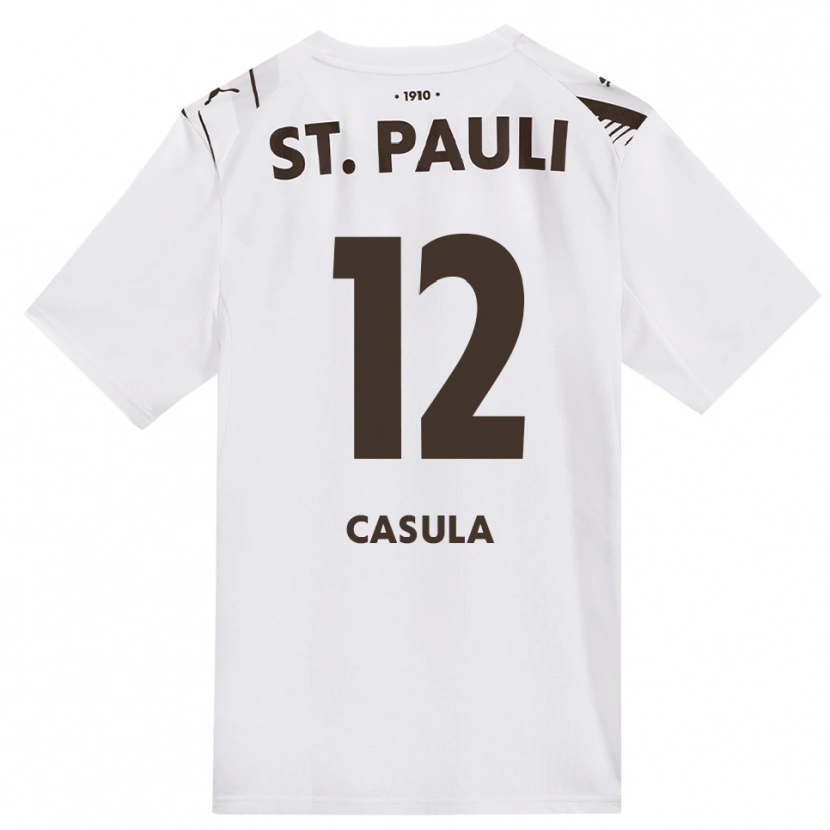 Danxen Mænd David Casula #12 Cafe Hvid Rød Udebane Spillertrøjer 2026/27 Trøje T-Shirt