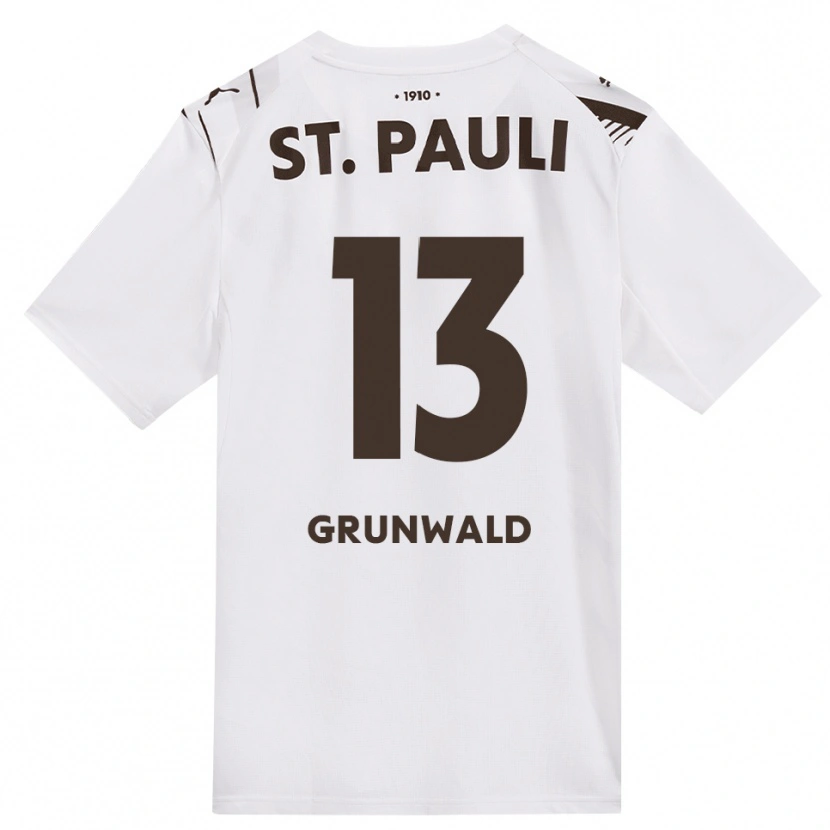 Danxen Mænd Julius Grunwald #13 Cafe Hvid Rød Udebane Spillertrøjer 2026/27 Trøje T-Shirt