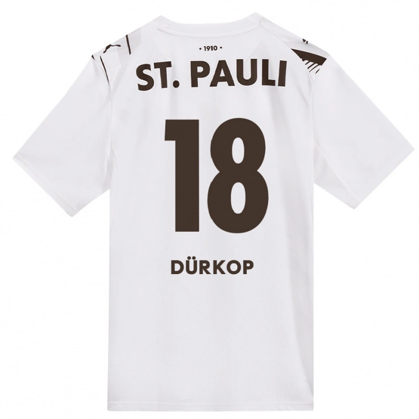 Danxen Mænd Paul Dürkop #18 Cafe Hvid Rød Udebane Spillertrøjer 2026/27 Trøje T-Shirt