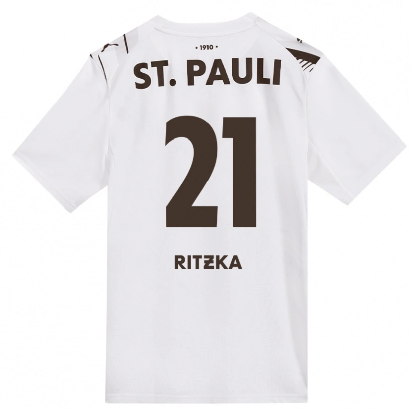 Danxen Mænd Lars Ritzka #21 Cafe Hvid Rød Udebane Spillertrøjer 2026/27 Trøje T-Shirt