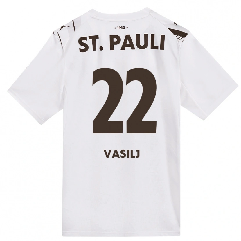 Danxen Mænd Nikola Vasilj #22 Cafe Hvid Rød Udebane Spillertrøjer 2026/27 Trøje T-Shirt