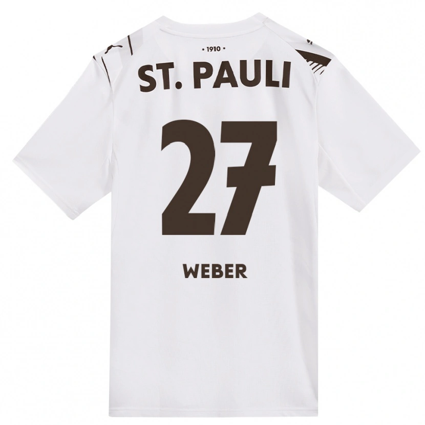 Danxen Mænd Hugo Weber #27 Cafe Hvid Rød Udebane Spillertrøjer 2026/27 Trøje T-Shirt