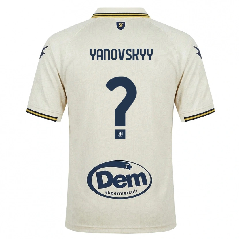 Danxen Mænd Riccardo Yanovskyy #0 Oldlace Gul Sort Udebane Spillertrøjer 2026/27 Trøje T-Shirt