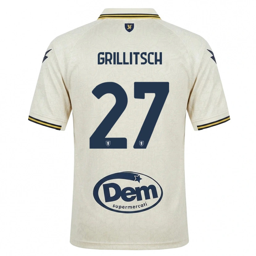 Danxen Mænd Florian Grillitsch #27 Oldlace Gul Sort Udebane Spillertrøjer 2026/27 Trøje T-Shirt
