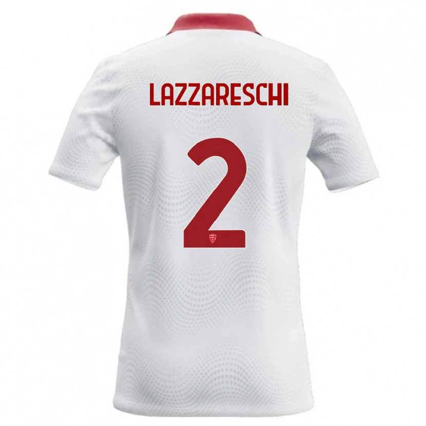 Danxen Mænd Andrea Lazzareschi #2 Hvid Rød Udebane Spillertrøjer 2026/27 Trøje T-Shirt