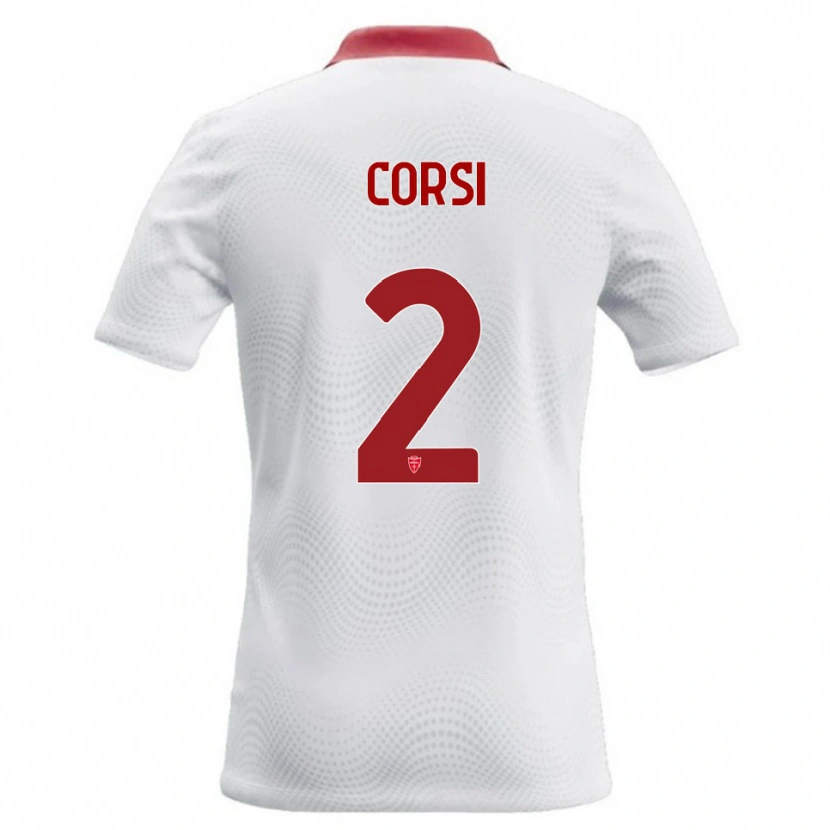 Danxen Mænd Giovanni Corsi #2 Hvid Rød Udebane Spillertrøjer 2026/27 Trøje T-Shirt