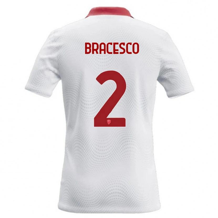 Danxen Mænd Riccardo Bracesco #2 Hvid Rød Udebane Spillertrøjer 2026/27 Trøje T-Shirt