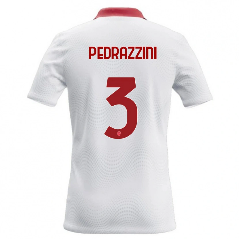 Danxen Mænd Carlo Pedrazzini #3 Hvid Rød Udebane Spillertrøjer 2026/27 Trøje T-Shirt