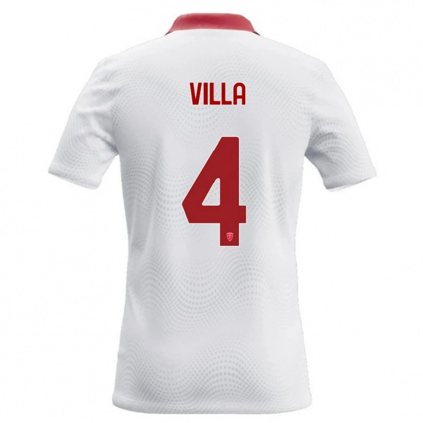 Danxen Mænd Manuel Villa #4 Hvid Rød Udebane Spillertrøjer 2026/27 Trøje T-Shirt