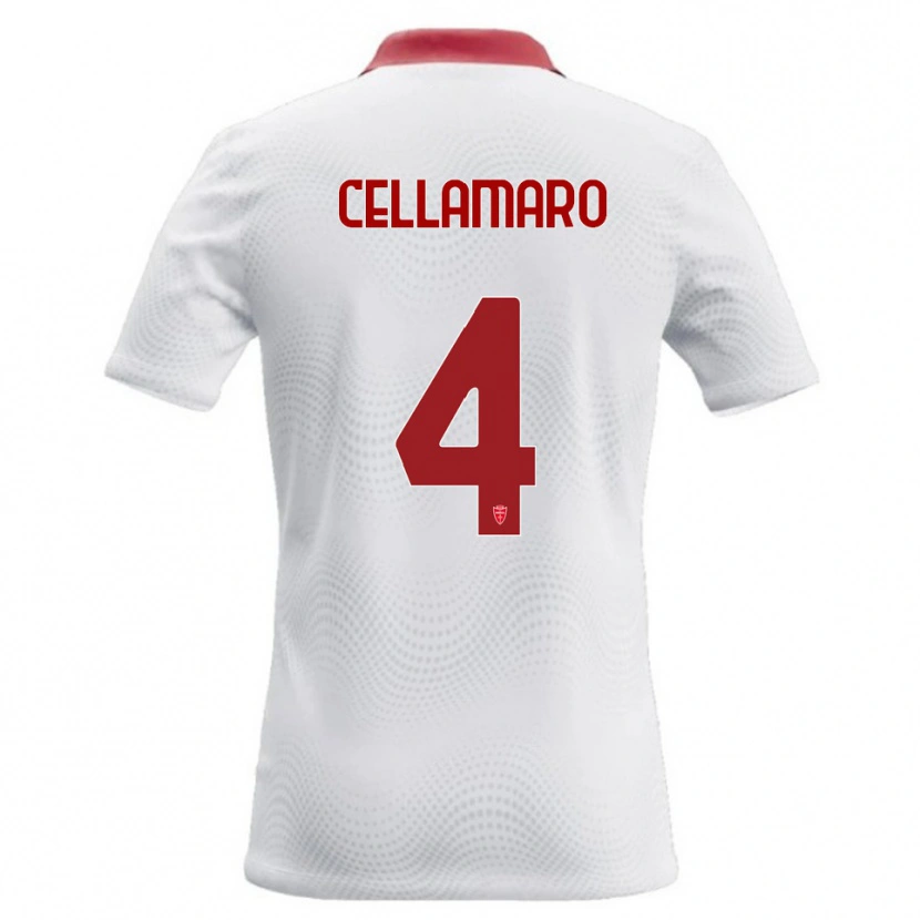 Danxen Mænd Simone Cellamaro #4 Hvid Rød Udebane Spillertrøjer 2026/27 Trøje T-Shirt