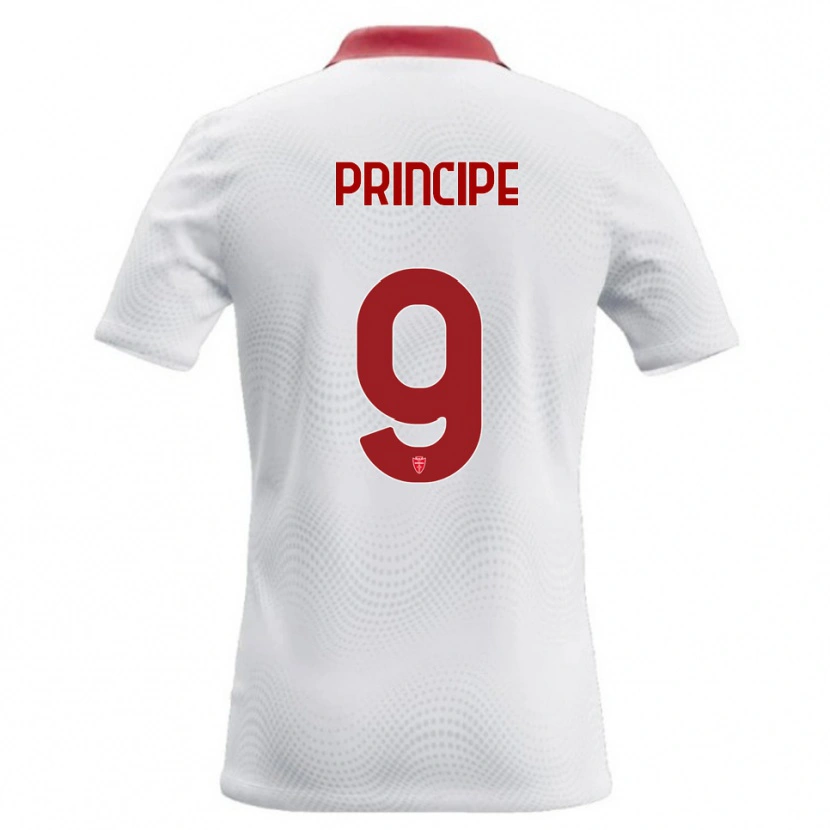 Danxen Mænd Tommaso Principe #9 Hvid Rød Udebane Spillertrøjer 2026/27 Trøje T-Shirt