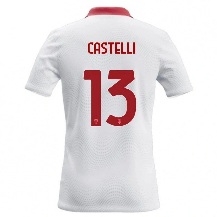 Danxen Mænd Davide Castelli #13 Hvid Rød Udebane Spillertrøjer 2026/27 Trøje T-Shirt