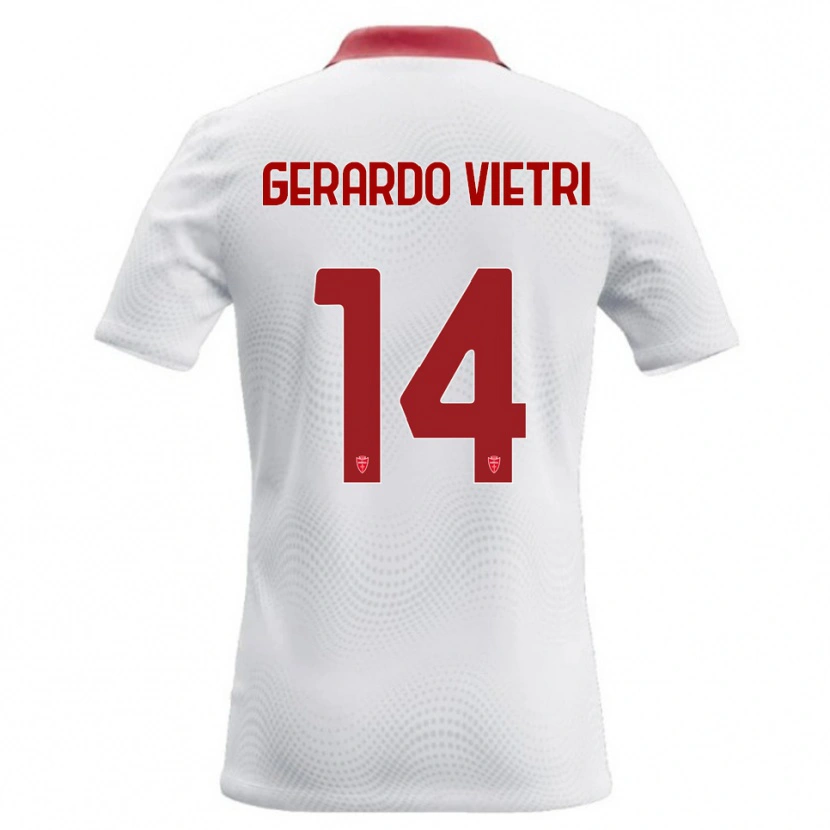 Danxen Mænd Alessandro Gerardo Vietri #14 Hvid Rød Udebane Spillertrøjer 2026/27 Trøje T-Shirt