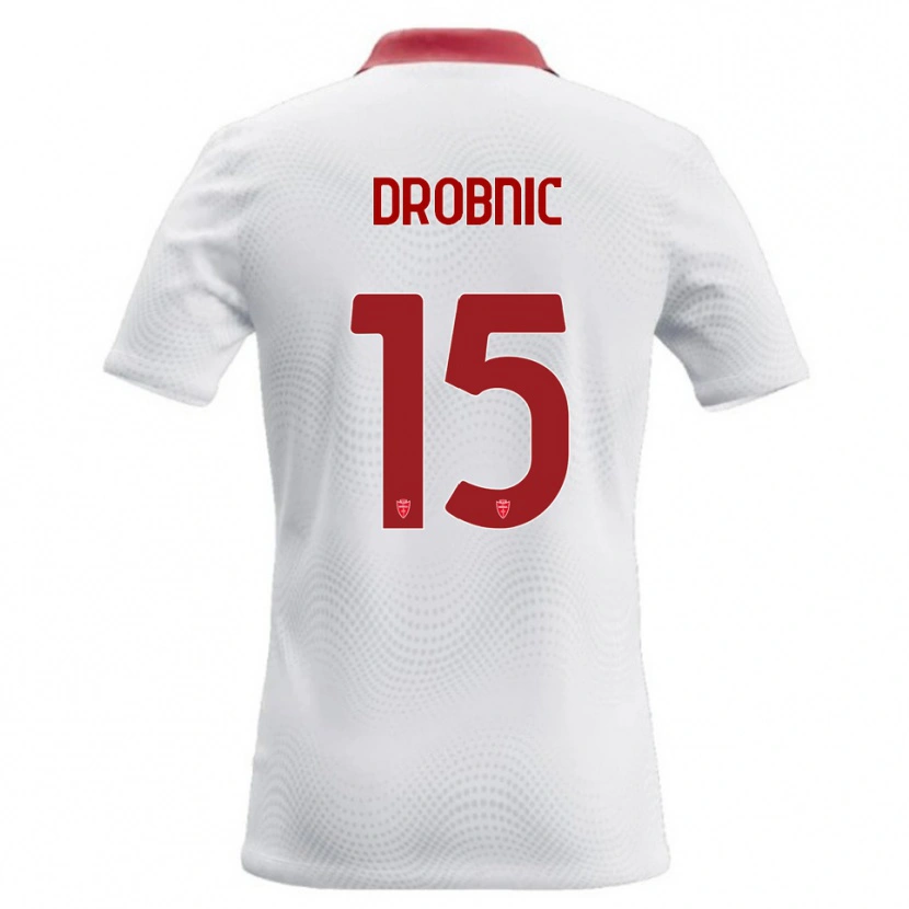 Danxen Mænd Matic Drobnic #15 Hvid Rød Udebane Spillertrøjer 2026/27 Trøje T-Shirt