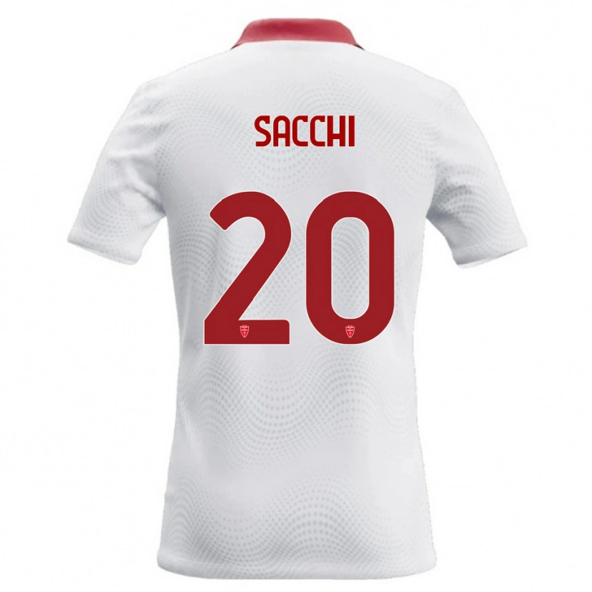 Danxen Mænd Riccardo Sacchi #20 Hvid Rød Udebane Spillertrøjer 2026/27 Trøje T-Shirt