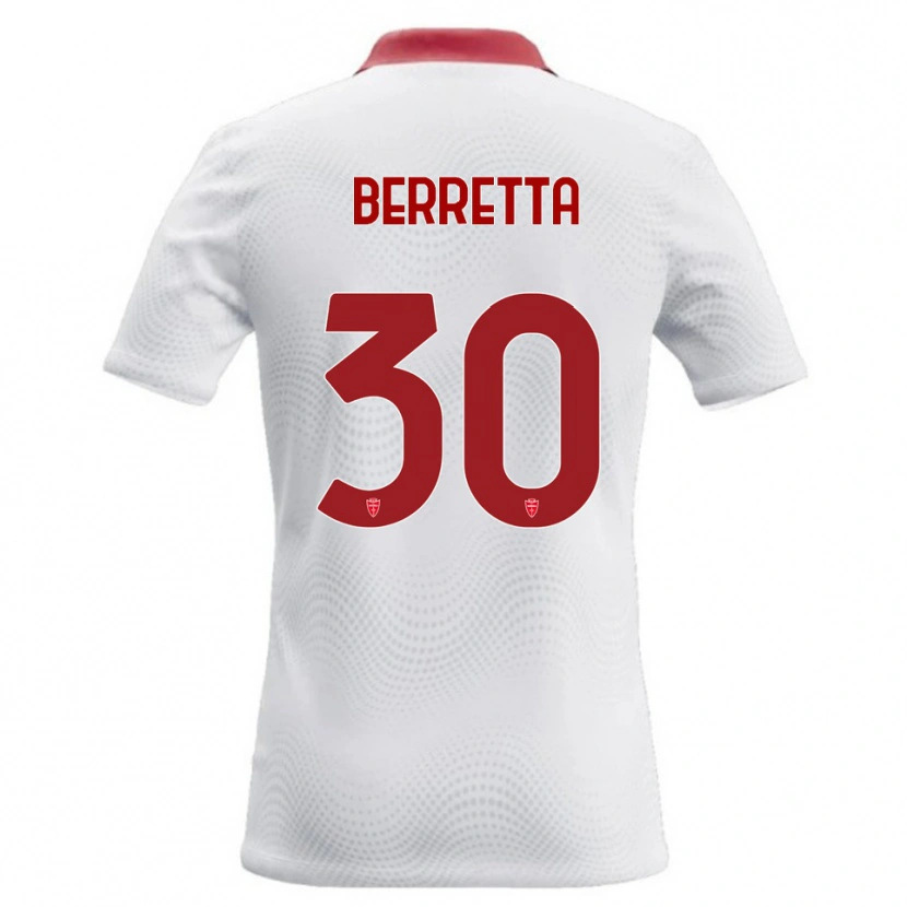Danxen Mænd Alessandro Berretta #30 Hvid Rød Udebane Spillertrøjer 2026/27 Trøje T-Shirt