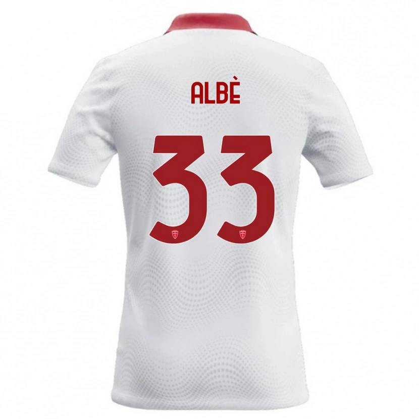 Danxen Mænd Simone Albè #33 Hvid Rød Udebane Spillertrøjer 2026/27 Trøje T-Shirt