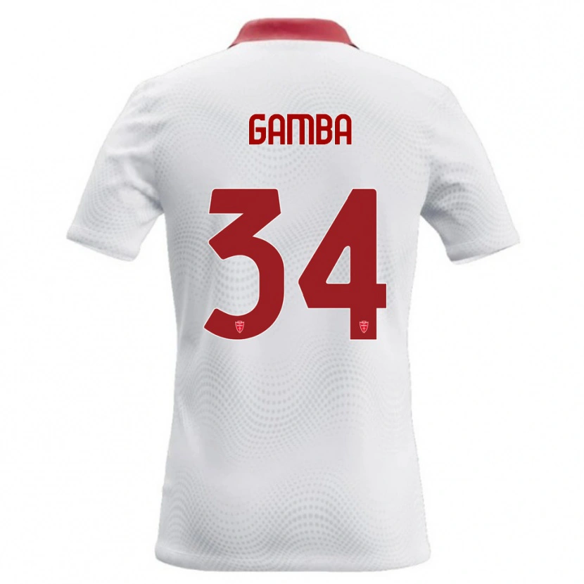 Danxen Mænd Alberto Gamba #34 Hvid Rød Udebane Spillertrøjer 2026/27 Trøje T-Shirt