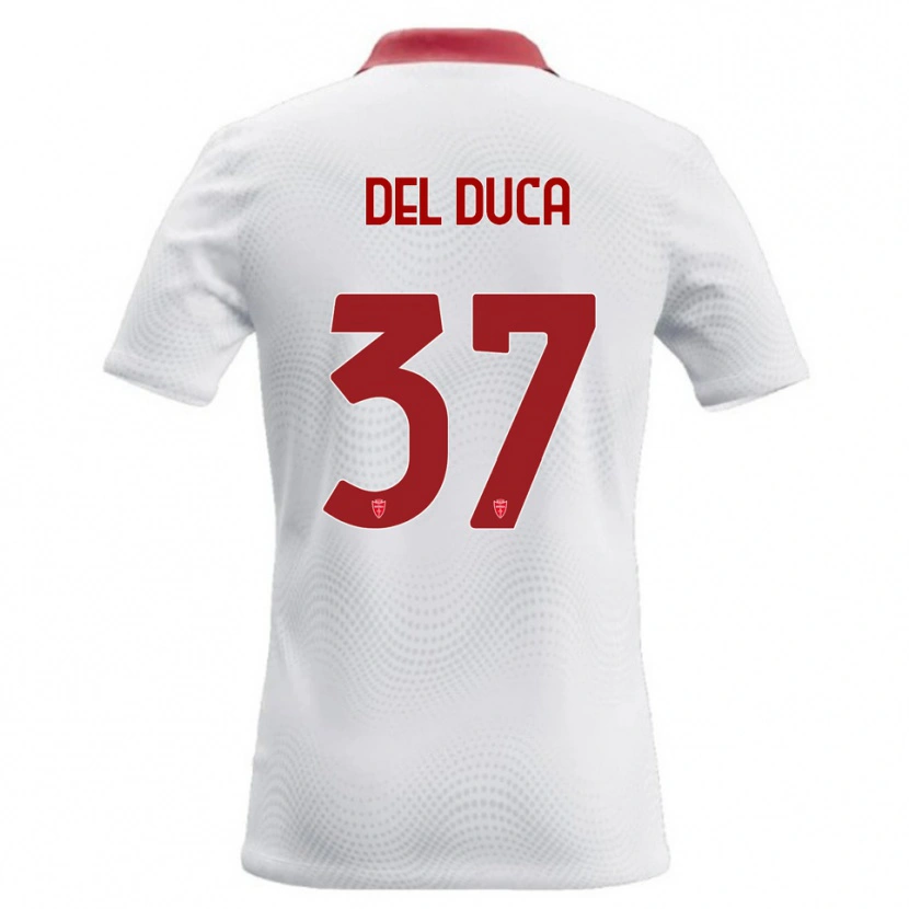 Danxen Mænd Jacopo Del Duca #37 Hvid Rød Udebane Spillertrøjer 2026/27 Trøje T-Shirt