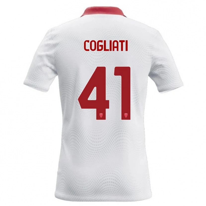 Danxen Mænd Andrea Cogliati #41 Hvid Rød Udebane Spillertrøjer 2026/27 Trøje T-Shirt