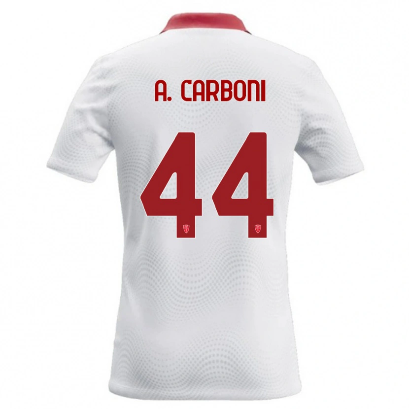 Danxen Mænd Andrea Carboni #44 Hvid Rød Udebane Spillertrøjer 2026/27 Trøje T-Shirt