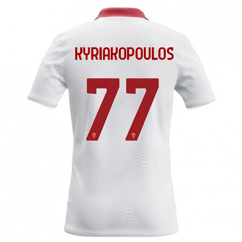 Danxen Mænd Georgios Kyriakopoulos #77 Hvid Rød Udebane Spillertrøjer 2026/27 Trøje T-Shirt