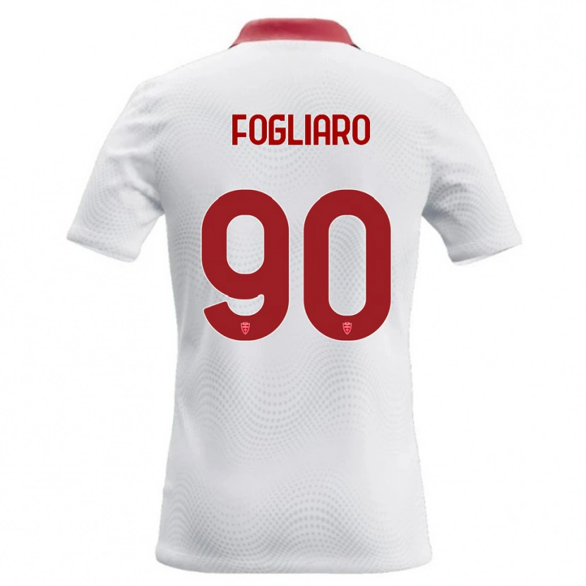 Danxen Mænd Christian Fogliaro #90 Hvid Rød Udebane Spillertrøjer 2026/27 Trøje T-Shirt