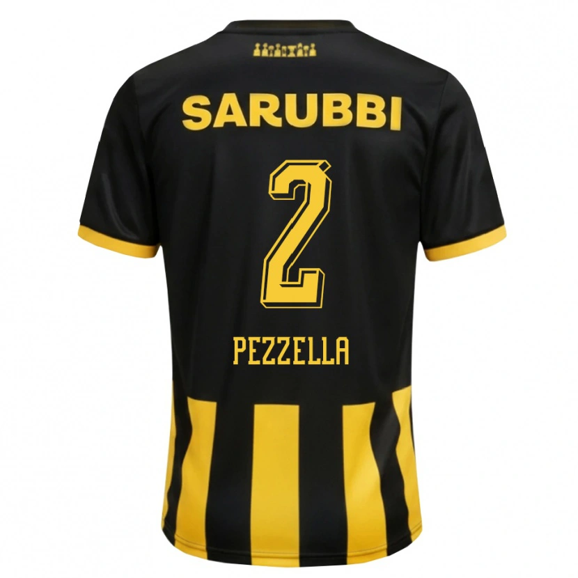 Danxen Kvinder Germán Pezzella #2 Sort Gul Hjemmebane Spillertrøjer 2026/27 Trøje T-Shirt