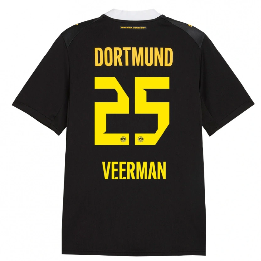 Danxen Kvinder Joey Veerman #25 Sort Rød Gul Udebane Spillertrøjer 2026/27 Trøje T-Shirt