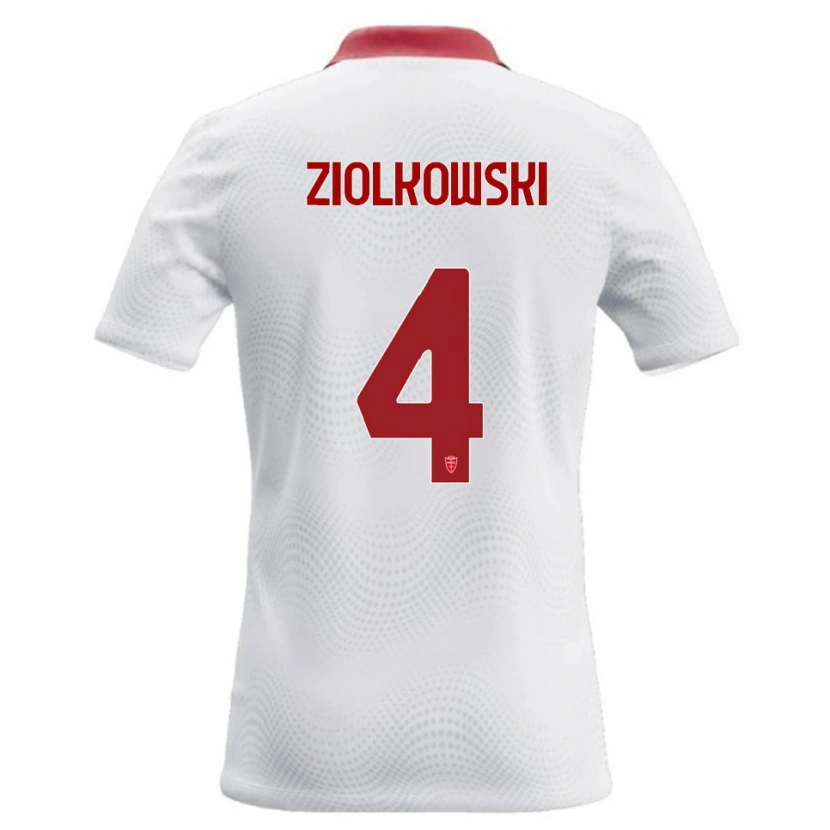 Danxen Kvinder Jan Ziolkowski #4 Hvid Rød Udebane Spillertrøjer 2026/27 Trøje T-Shirt