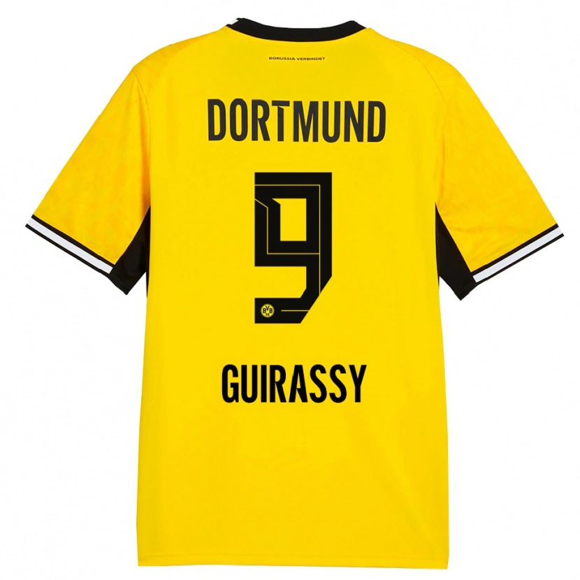 Danxen Kvinder Serhou Guirassy #9 Gul Sort Hvid Hjemmebane Spillertrøjer 2026/27 Trøje T-Shirt
